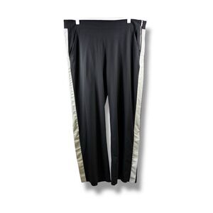 Athleta Wide Leg Jogger Pants in Black with White Stripe on the Sides Size 16